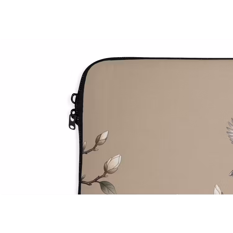 Oosters - Vogels - Beige laptophoes neopreen klein -detail