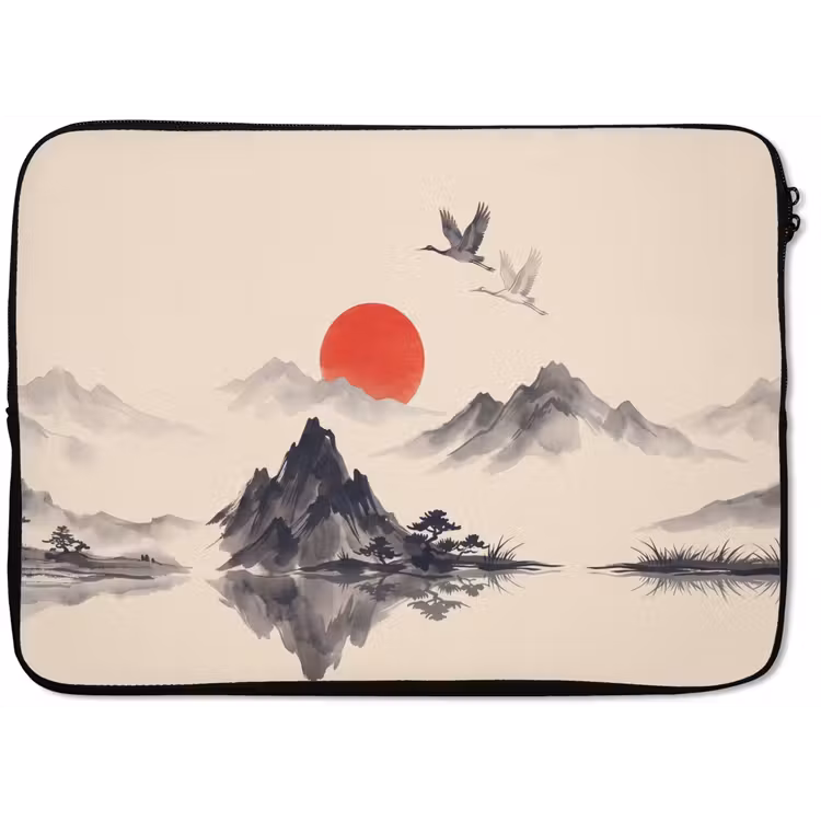 Oosters - Kraanvogels - Landschap laptophoes neopreen klein -zkaufland3dotto