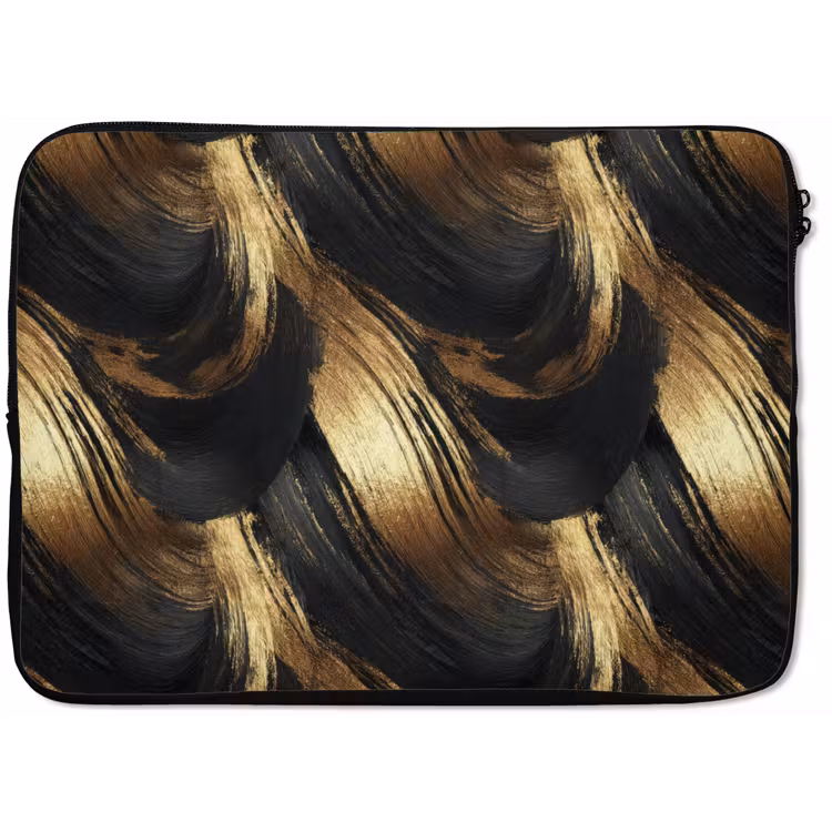 Verfstreken - Abstract - Goud - Zwart laptophoes neopreen klein 279 -zkaufland3dotto
