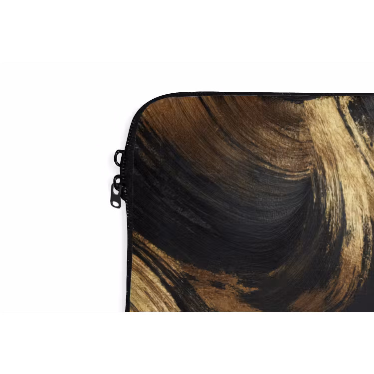 Verfstreken - Abstract - Goud - Zwart laptophoes neopreen klein 279 -detail