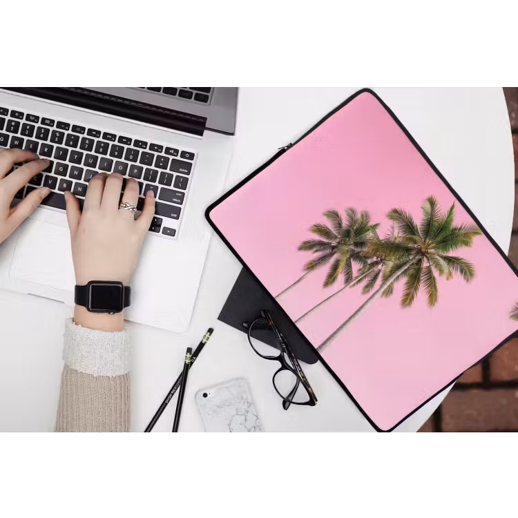 Palmboom - Tropisch - Pink laptophoes neopreen klein -bureau