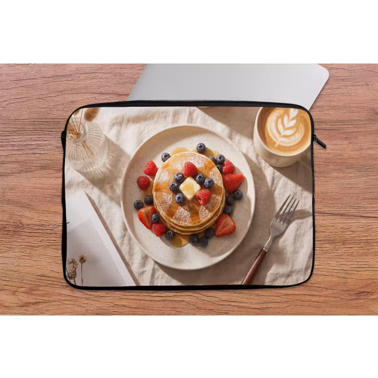 Pannenkoeken - Bessen - Ontbijt - Modern - Beige laptophoes neopreen klein -tafel