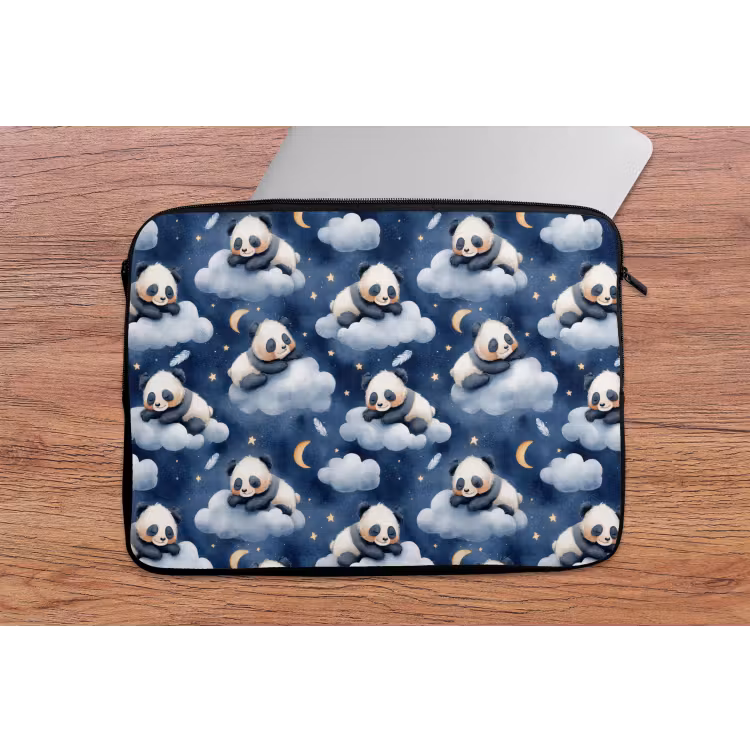 Panda's - Slapen - Blauw laptophoes neopreen klein 279 -tafel