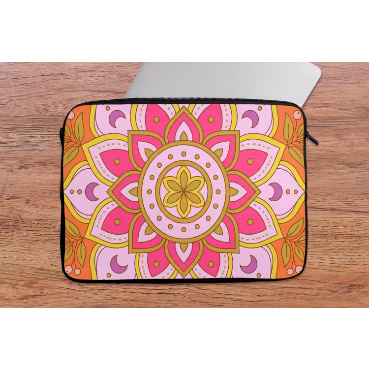 Patroon - Bloemmotief - Decoratie - Abstract - Roze laptophoes neopreen klein -tafel