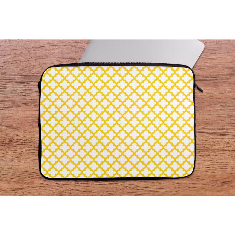 Patroon - Geometrisch - Klassiek - Geel laptophoes neopreen klein 279 -tafel