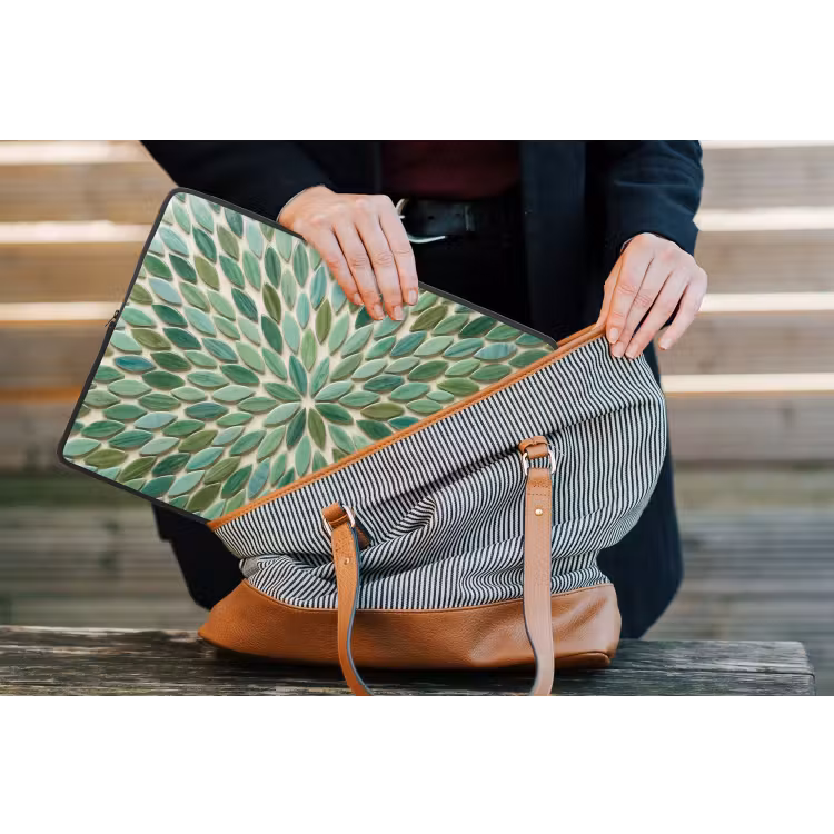 Patroon - Blad - Groen - Abstract laptophoes neopreen klein -tas