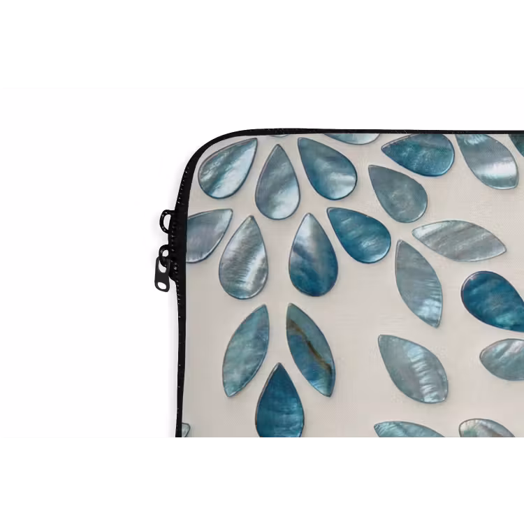 Patroon - Bladeren - Abstract - Modern - Turquoise laptophoes neopreen klein -detail