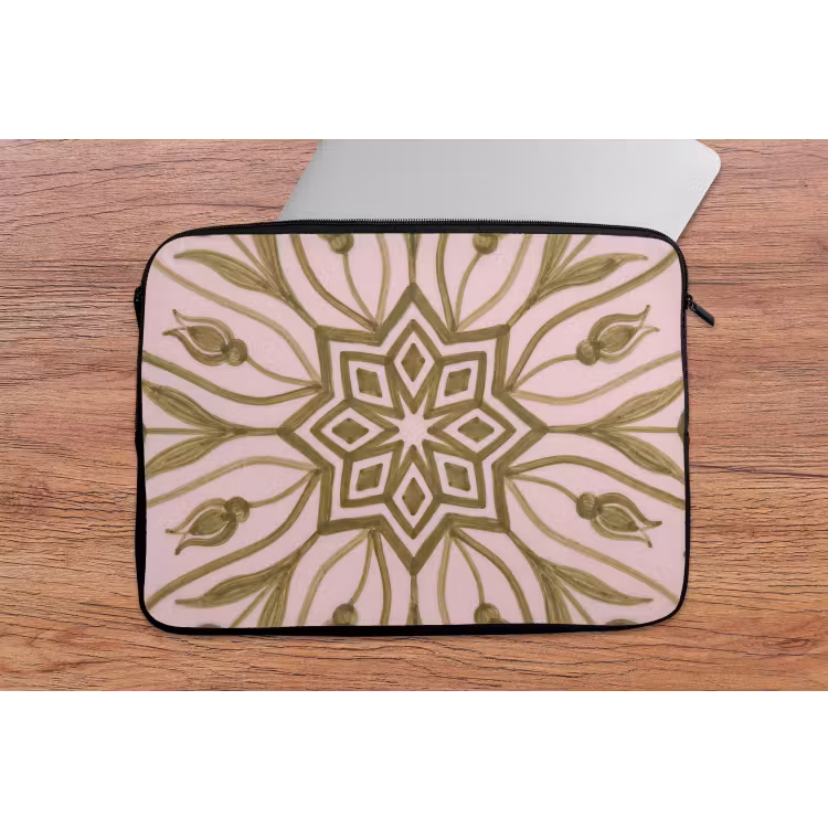 Patroon - Mandala - Decoratie - Abstract - Groen laptophoes neopreen klein -tafel