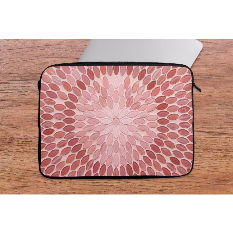 Patroon - Mozaïek - Ovaal - Abstract - Roze laptophoes neopreen klein -tafel