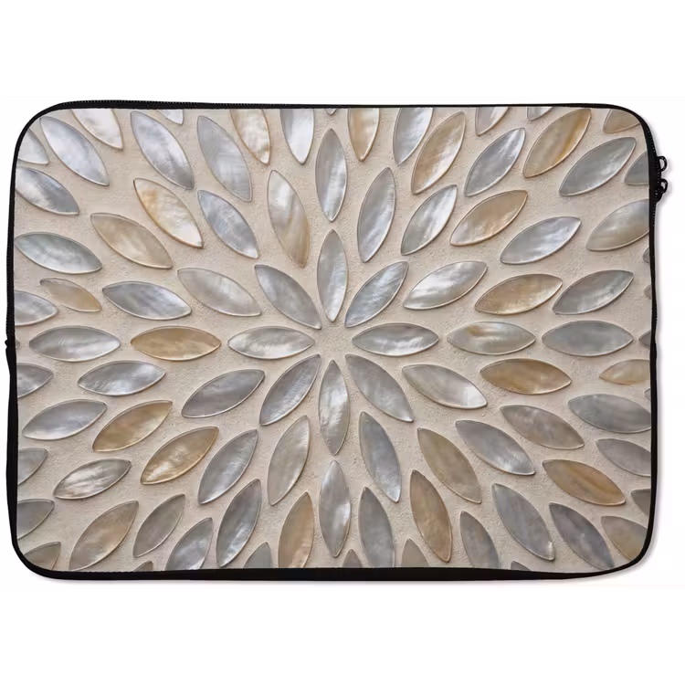 Patroon - Ovaal - Glanzend - Abstract - Beige laptophoes neopreen klein -zkaufland3dotto