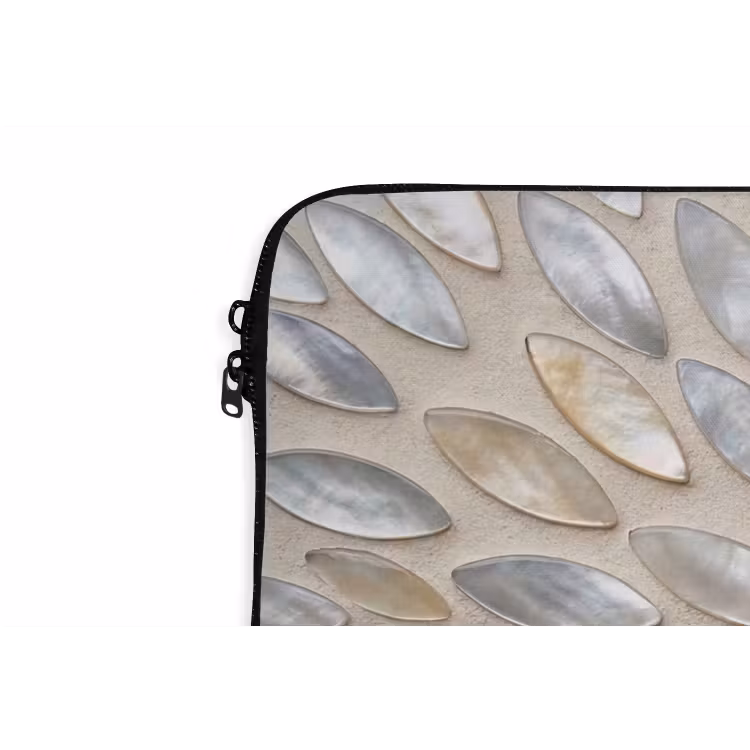 Patroon - Ovaal - Glanzend - Abstract - Beige laptophoes neopreen klein -detail