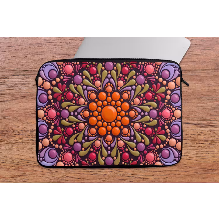 Patroon - Stippen - Abstract - Modern - Kleurrijk laptophoes neopreen klein -tafel