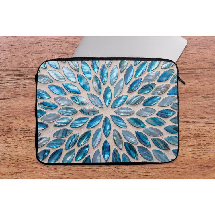 Patroon - Glans - Abstract - Blauw - Decoratie laptophoes neopreen klein -tafel