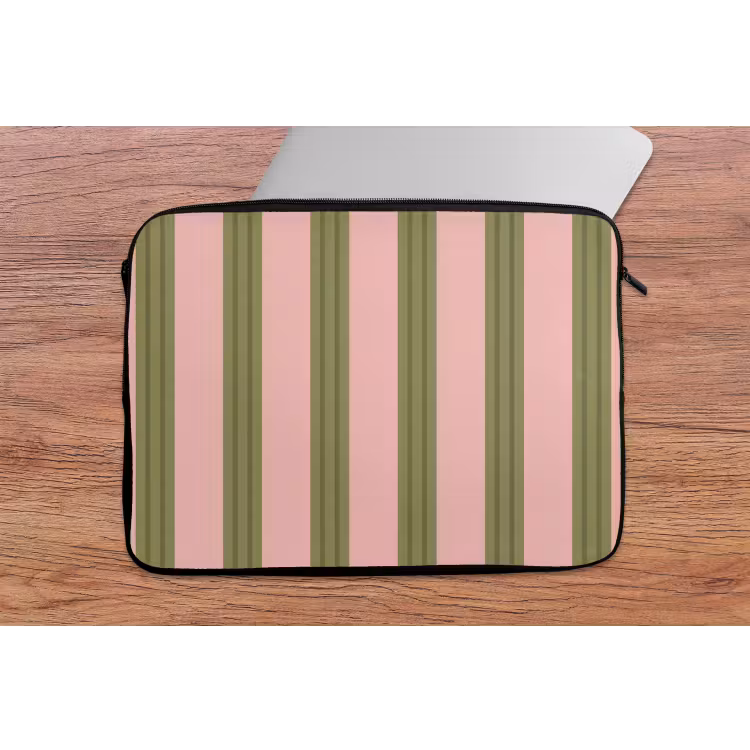 Patroon - Strepen - Abstract - Roze - Groen laptophoes neopreen klein -tafel