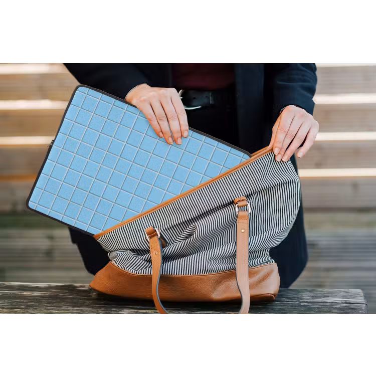 Patroon - Tegel - Pastel - Blauw laptophoes neopreen klein 279 -tas