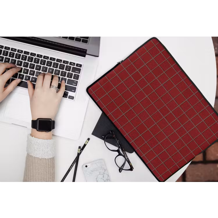 Patroon - Tegels - Burgundy laptophoes neopreen klein 279 -bureau