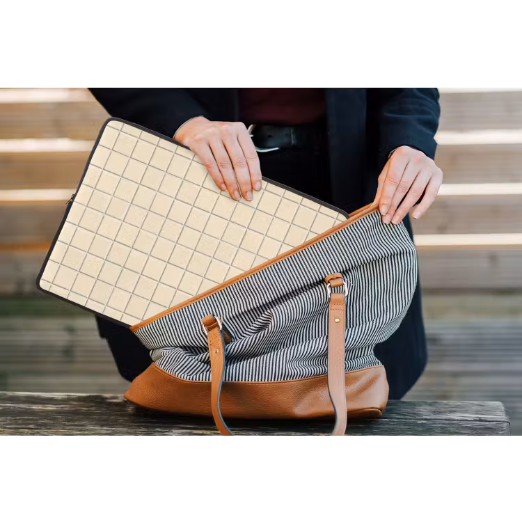 Patroon - Tegels - Gebroken - Wit laptophoes neopreen klein 279 -tas