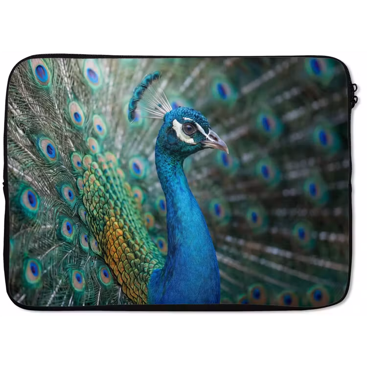 Pauw - Veren - Blauw laptophoes neopreen klein -zkaufland3dotto