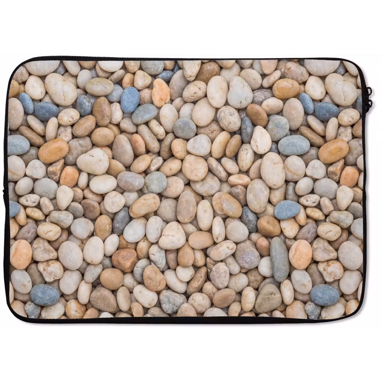 Kiezelstenen - Natuur - Textuur - Beige - Grijs laptophoes neopreen klein -zkaufland3dotto