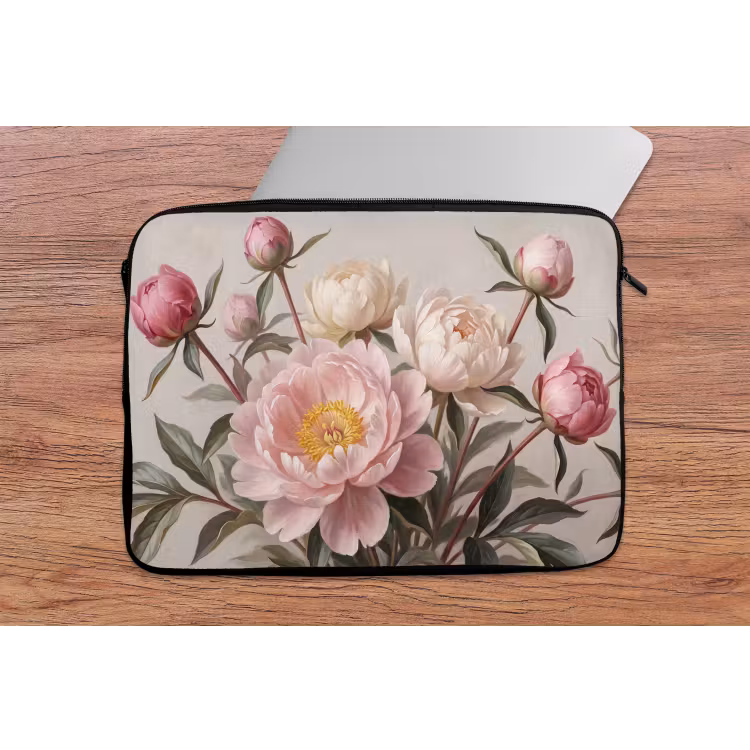 Pioenrozen - Boeket - Roze laptophoes neopreen klein -tafel