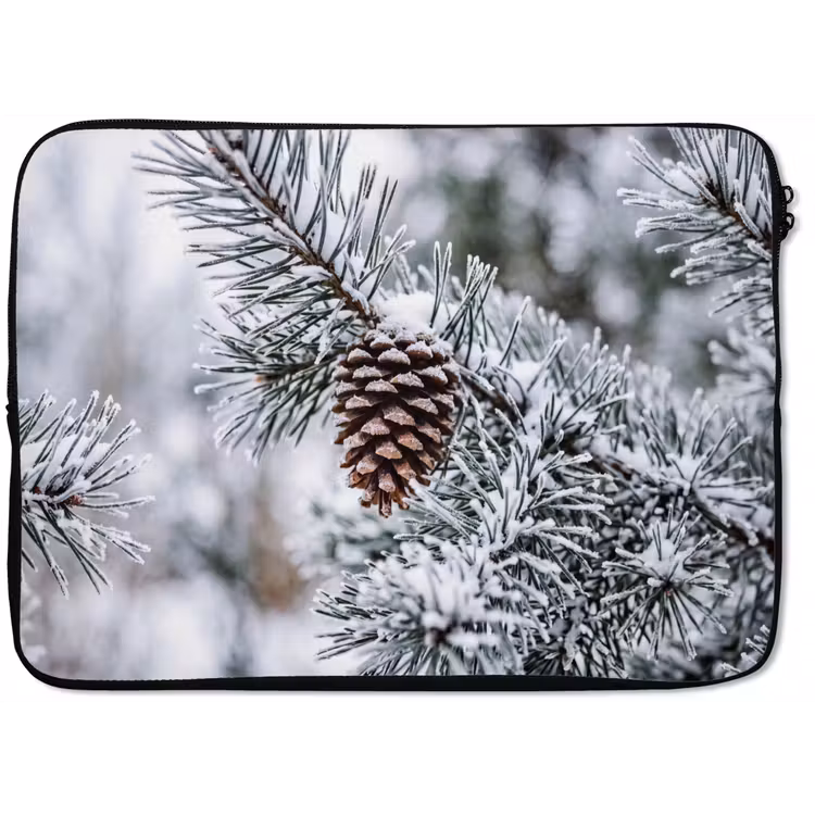 Dennenappel - Tak - Sneeuw - Winter - Sfeervol laptophoes neopreen klein -zkaufland3dotto