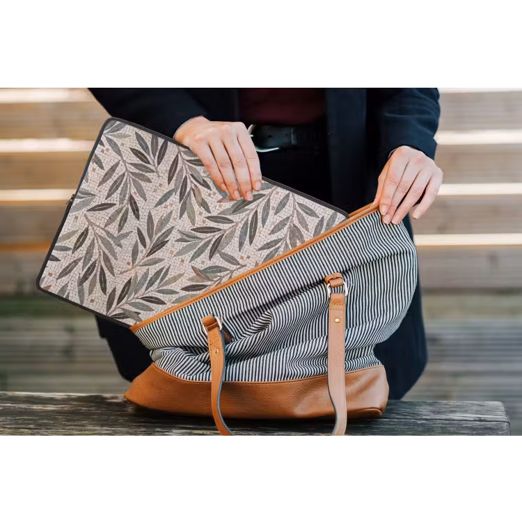 Plant - Blad - Mozaïek - Groen laptophoes neopreen klein -tas