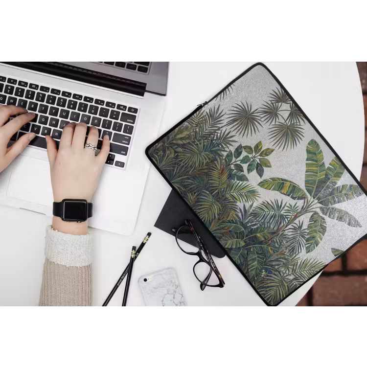 Planten - Tropisch - Mozaïek - Groen - Natuur laptophoes neopreen klein -bureau