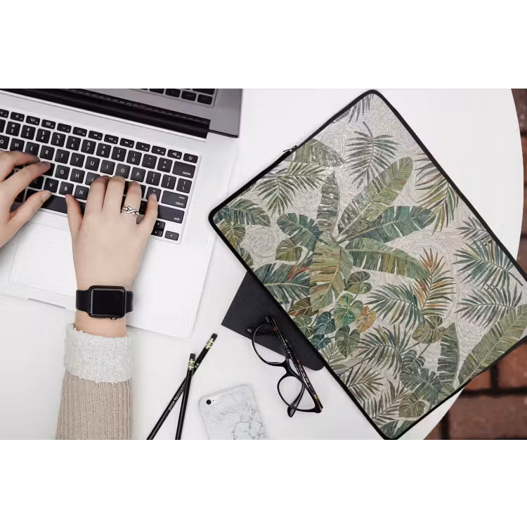 Planten - Tropisch - Mozaïek - Natuur - Groen laptophoes neopreen klein -bureau