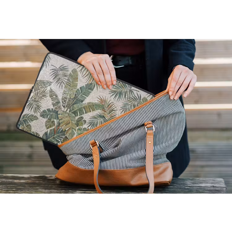 Planten - Tropisch - Mozaïek - Natuur - Groen laptophoes neopreen klein -tas