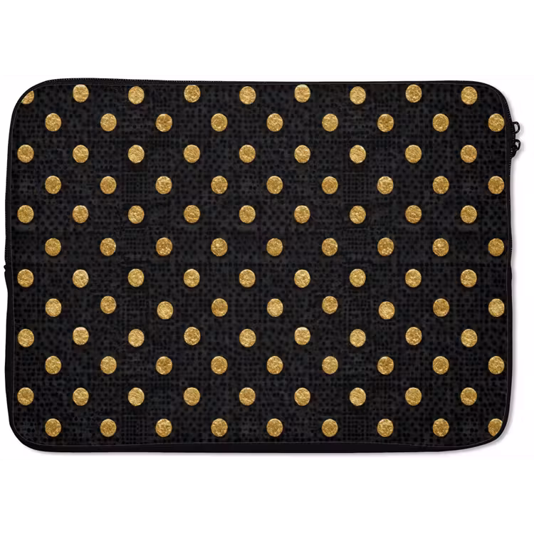 Polka Dot - Stippen - Goud - Zwart laptophoes neopreen klein 279 -zkaufland3dotto
