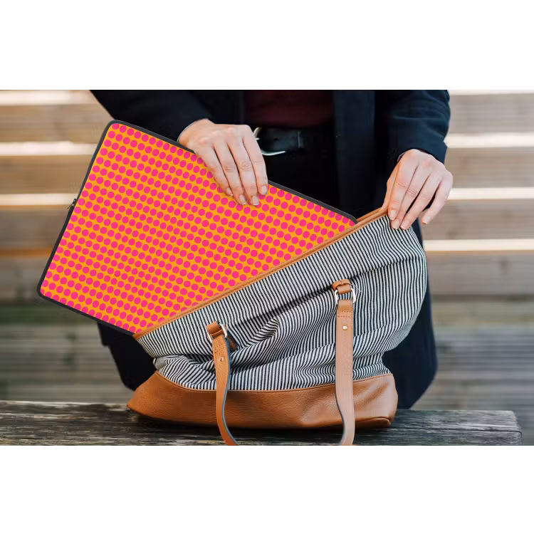 Stippen - Patroon - Oranje laptophoes neopreen klein 279 -tas