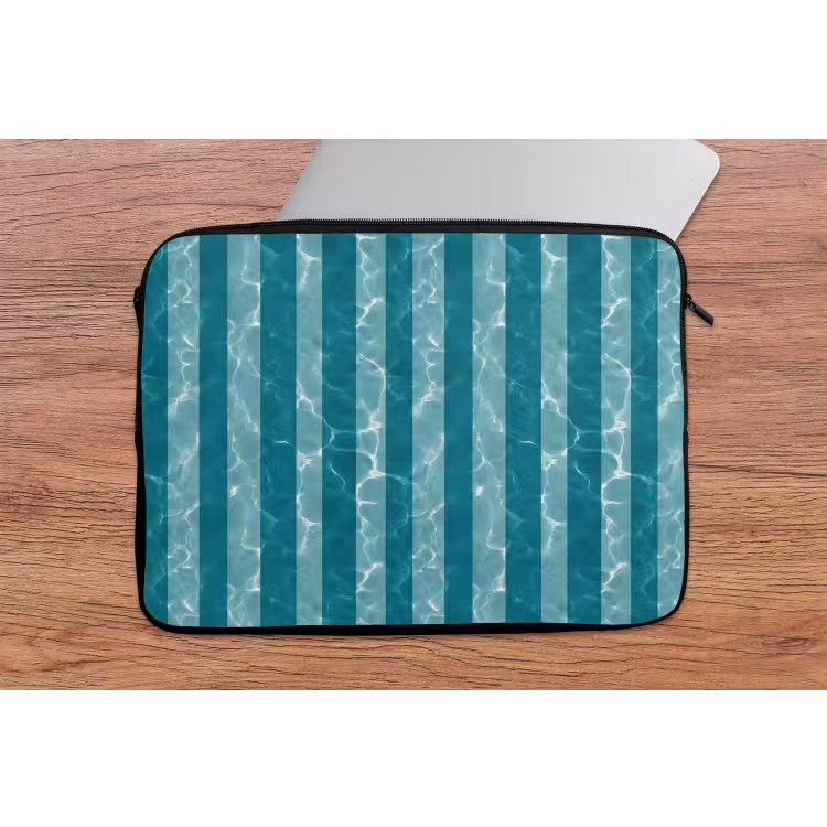 Zwembad - Strepen - Groen laptophoes neopreen klein 279 -tafel