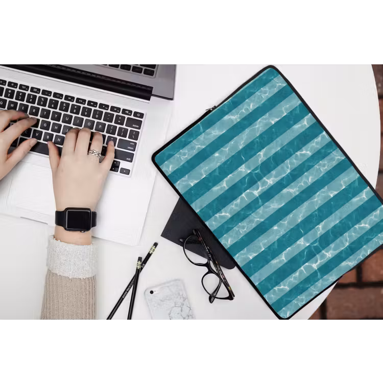 Zwembad - Strepen - Groen laptophoes neopreen klein 279 -bureau