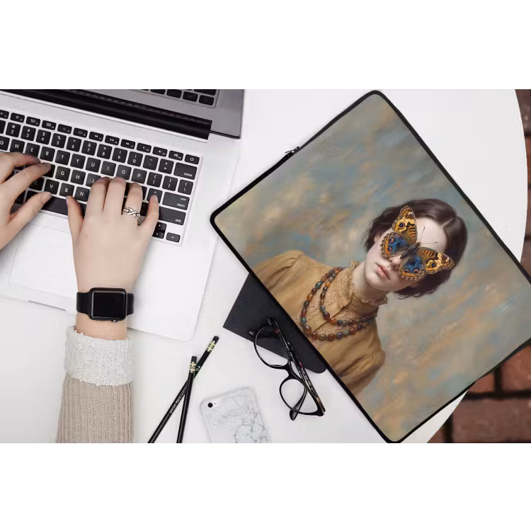 Portret - Vlinder - Kleurrijk laptophoes neopreen klein -bureau