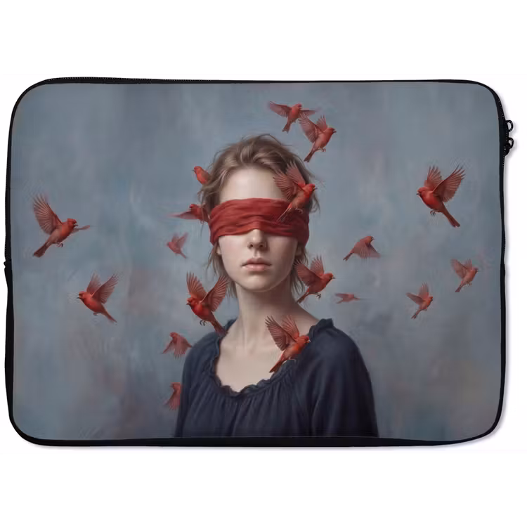 Portret - Krachtig - Rood laptophoes neopreen klein -zkaufland3dotto