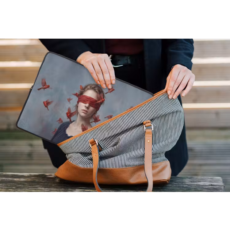 Portret - Krachtig - Rood laptophoes neopreen klein -tas