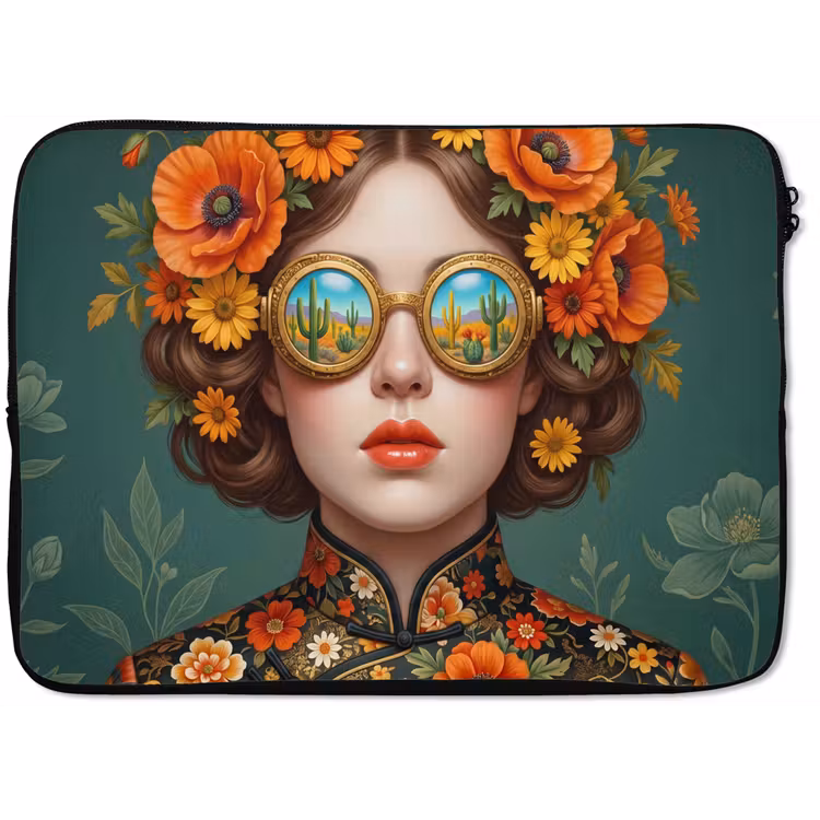 Portret - Vrouw - Kleurrijk - Expressief laptophoes neopreen klein -zkaufland3dotto