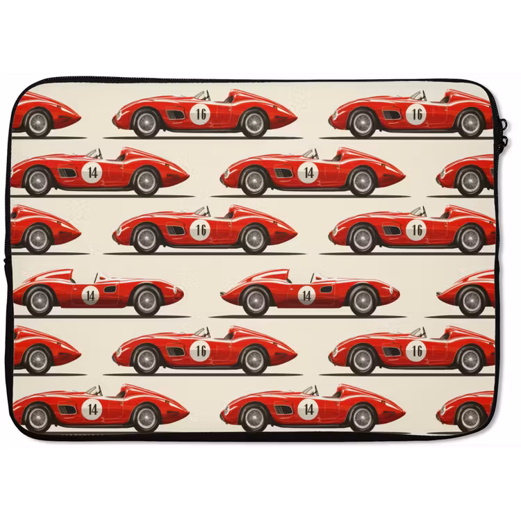 Raceauto - Retro - Rood laptophoes neopreen klein 279 -zkaufland3dotto