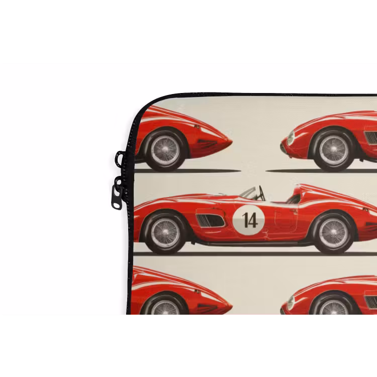 Raceauto - Retro - Rood laptophoes neopreen klein 279 -detail