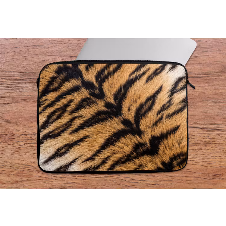 Realistisch - Tijgervacht - Zwart laptophoes neopreen klein -tafel