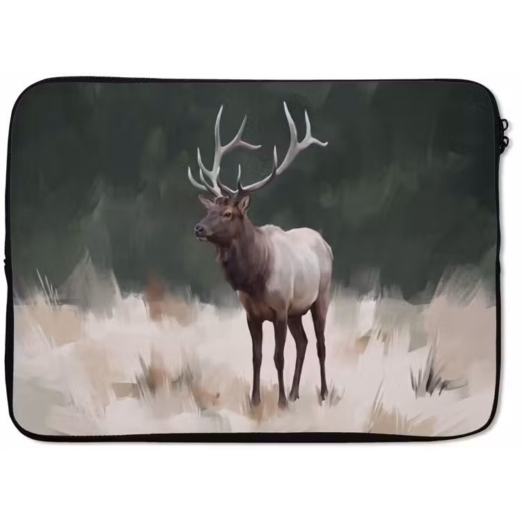 Edelhert - Gewei - Schildering - Rustiek laptophoes neopreen klein -zkaufland3dotto