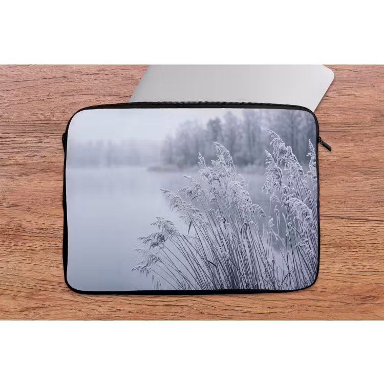Riet - Bevroren - Winter - Natuur laptophoes neopreen klein -tafel
