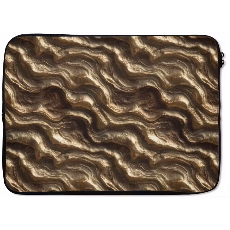Reliëf - Golven - Abstract - Bronsgoud laptophoes neopreen klein 279 -zkaufland3dotto