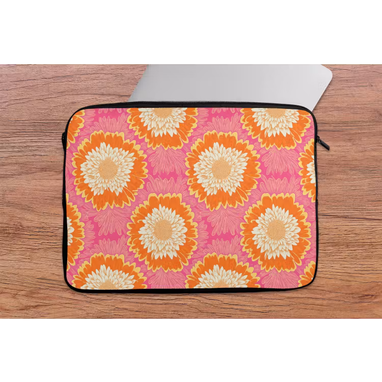 Retro - Bloemen - Kleurrijk laptophoes neopreen klein 279 -tafel