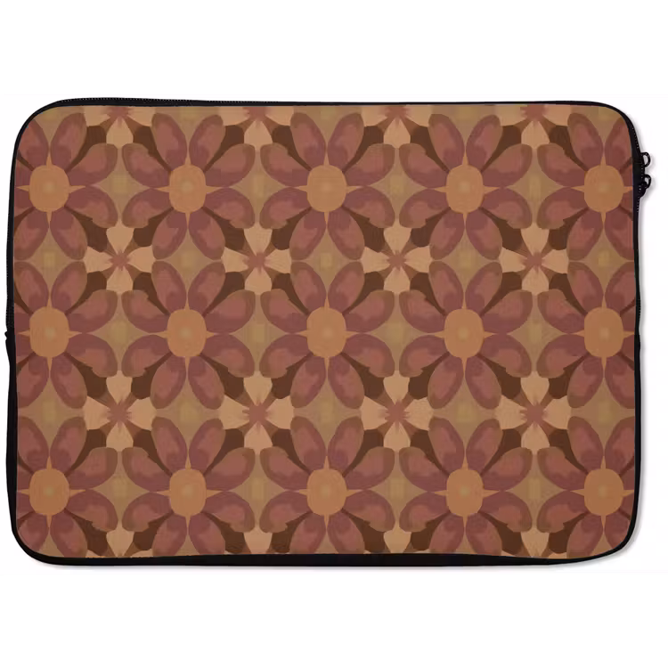 Retro - Bloemen - Bruin laptophoes neopreen klein 279 -zkaufland3dotto