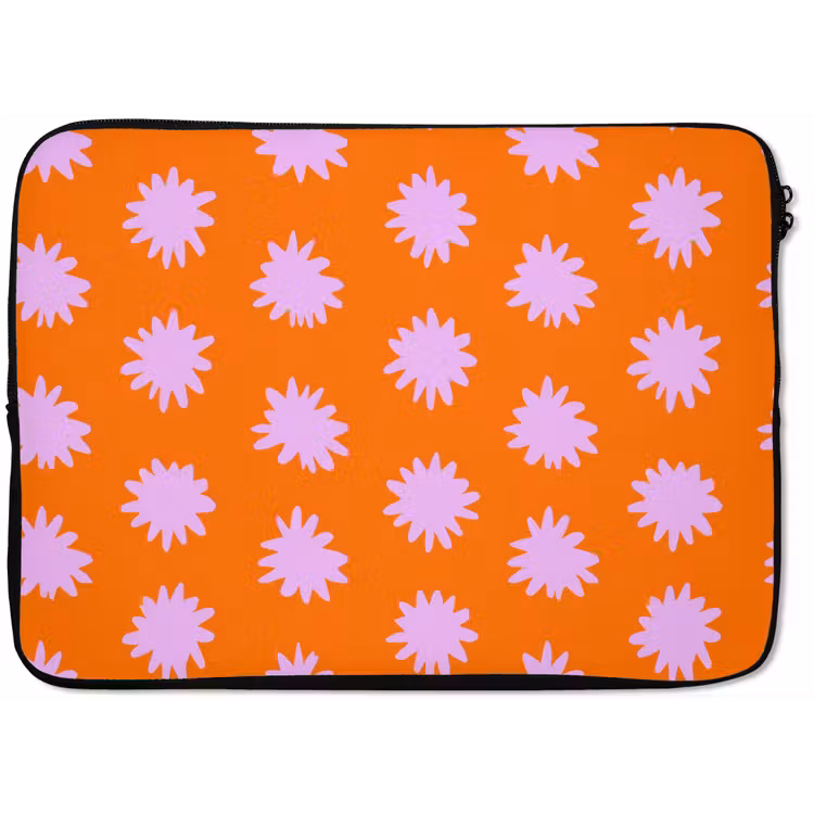 Retro - Bloemen - Oranje laptophoes neopreen klein 279 -zkaufland3dotto