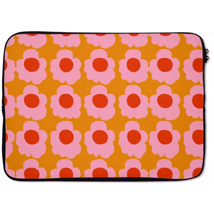 Retro - Bloemen - Roze laptophoes neopreen klein 279 -zkaufland3dotto