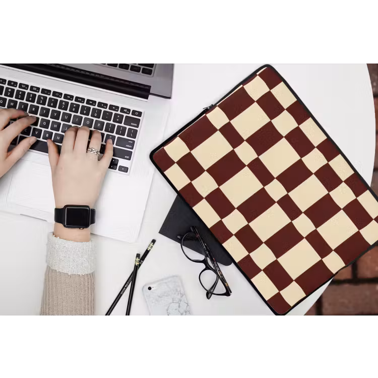 Retro - Patroon - Bruin laptophoes neopreen klein 279 -bureau