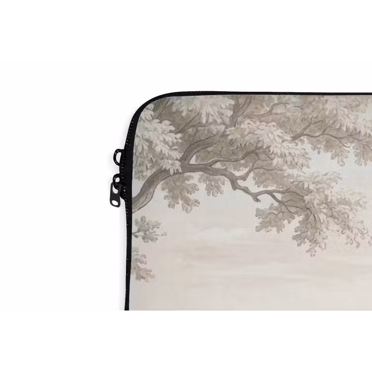 Rivierlandschap - Bergen - Natuur - Vintage - Beige laptophoes neopreen klein -detail