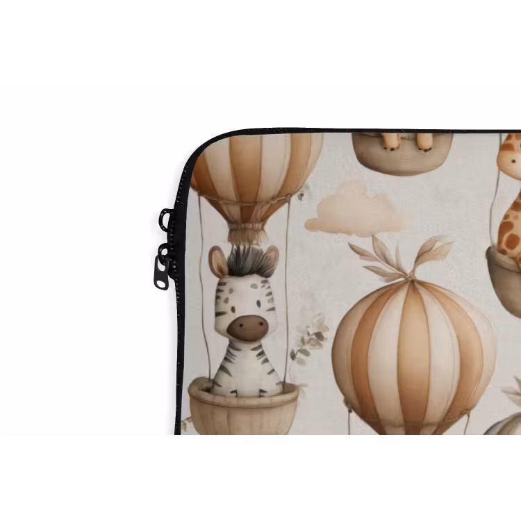 Safari - Luchtballonen - Taupe laptophoes neopreen klein 279 -detail